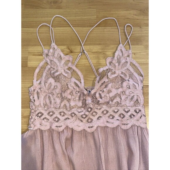 FP ONE‎ FREE PEOPLE Adella Slip Dress Rose Lace Embroidered Babydoll Size XS - Picture 12 of 16